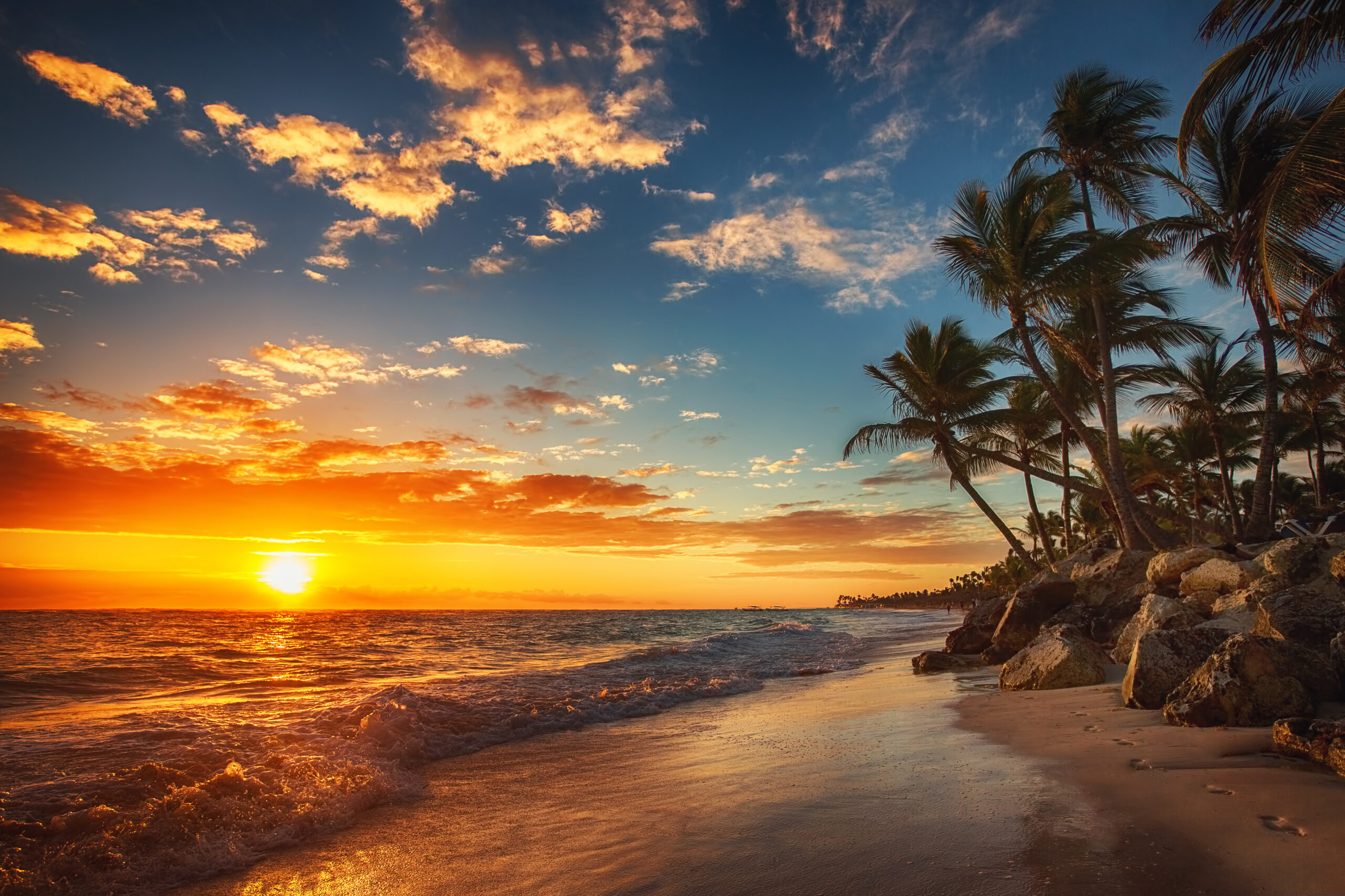 Sunrise over the beach. Punta Cana